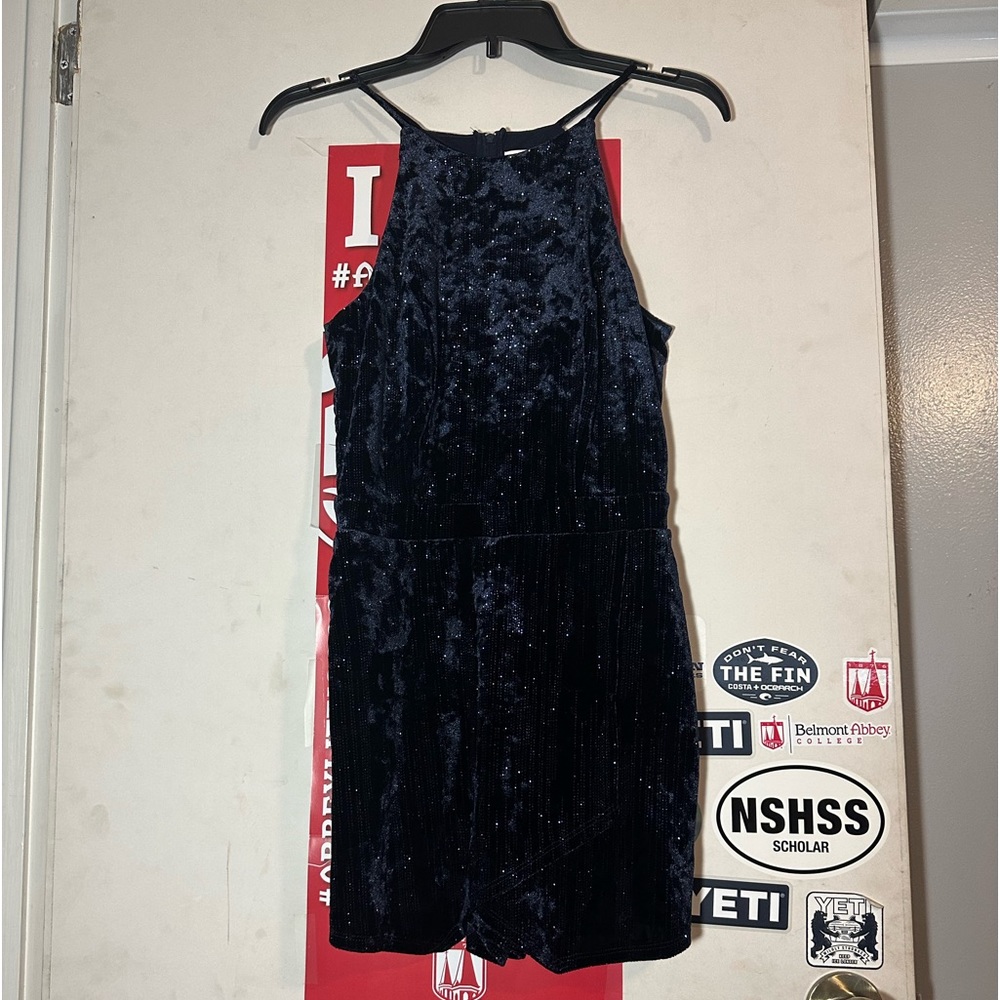 navy blue sparkle romper